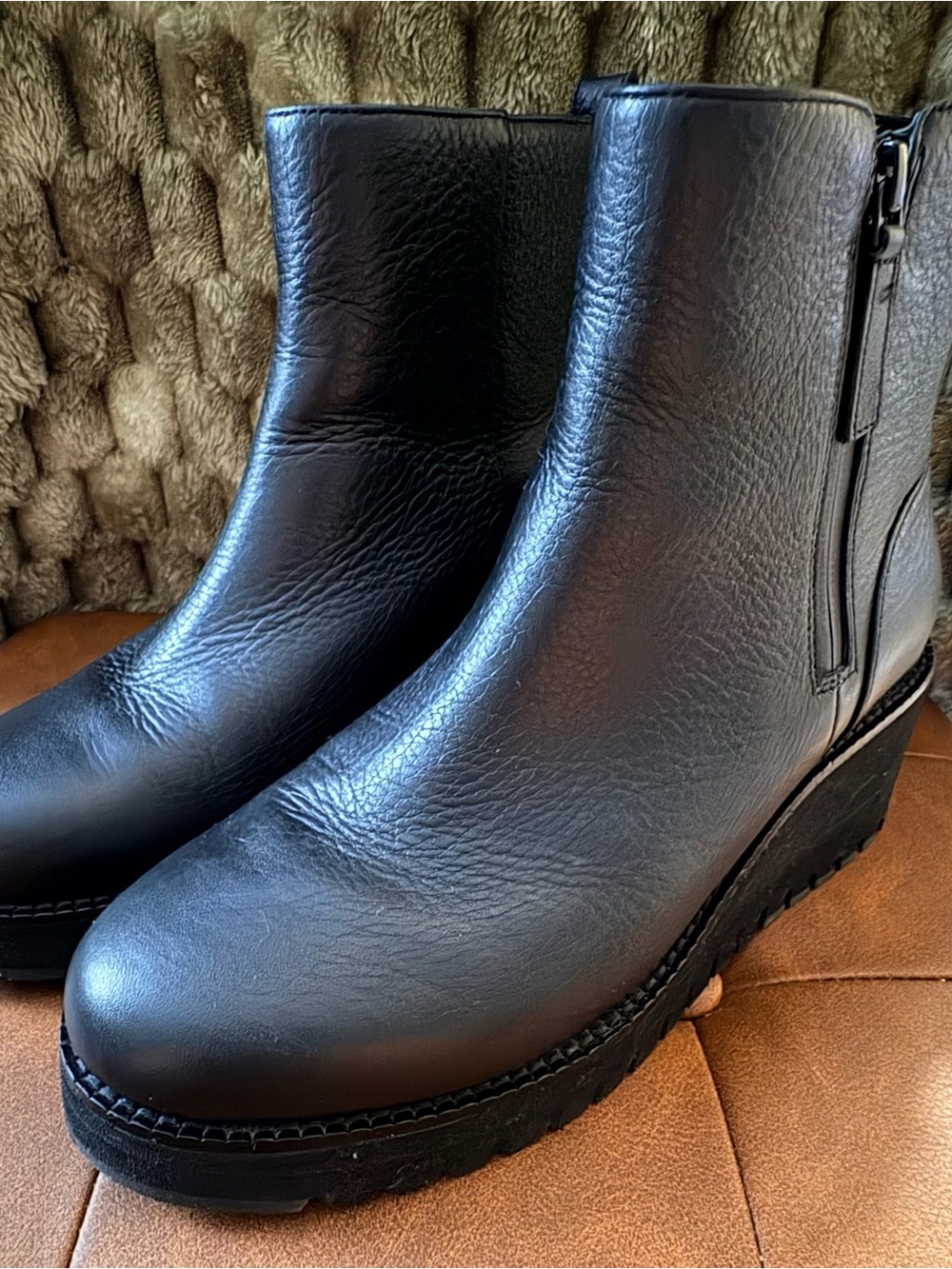 Cole Haan Zerogrand City Waterproof Leather Wedge Chelsea Boots Womens 7.5 Black